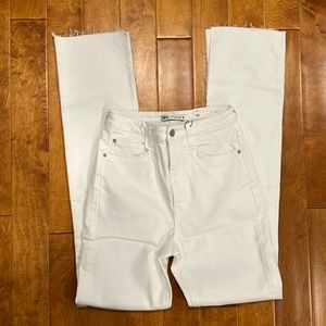 Zara Slim Flare Super High Rise Slim Leg White